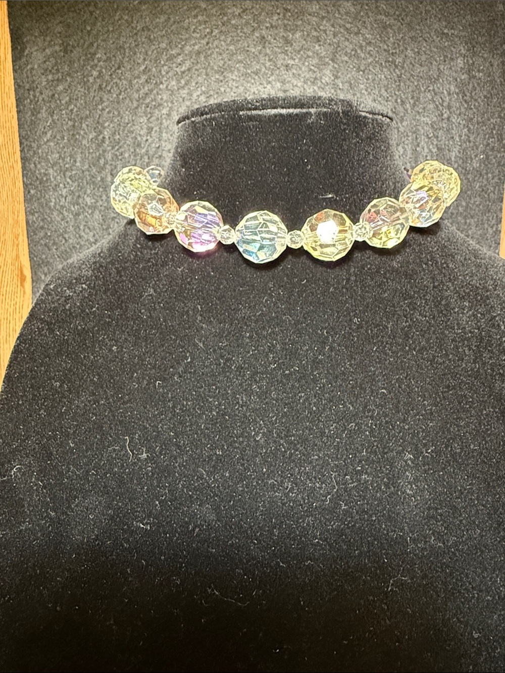 Crystal Aurora Borealis Bead Choker Necklace - Iridescent